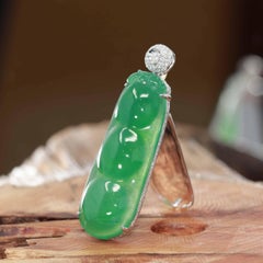 "Lucky Green Pea" High End Imperial Jadeite Baikalla Jewelry Signature Pendant