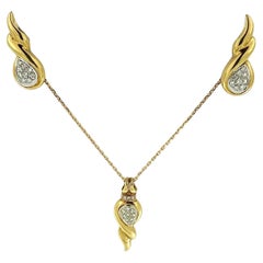 Gioielli "Lucky Horn" Set di orecchini e ciondolo in oro con diamanti