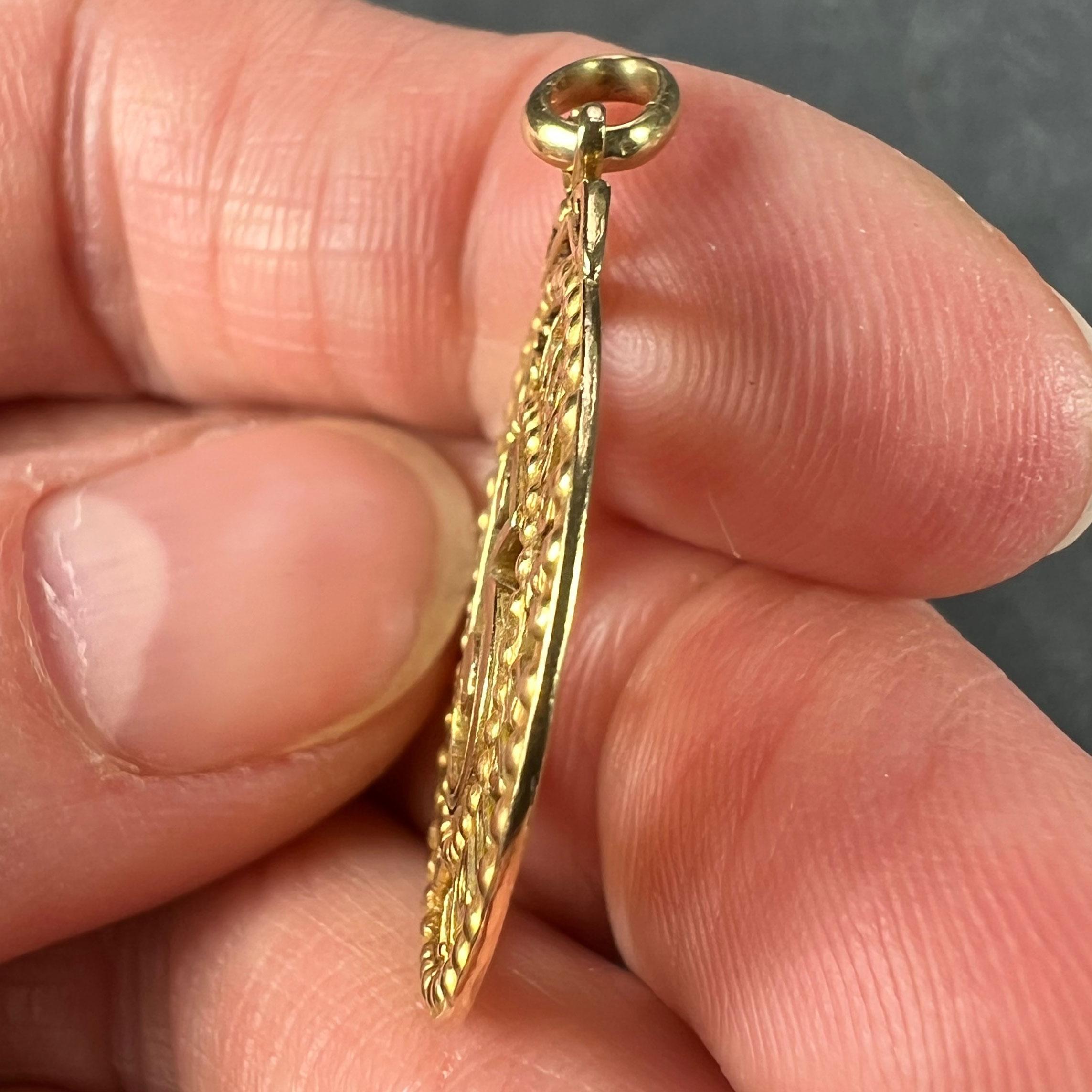 Lucky 'Number 13' 18K Yellow Gold Good Luck Charm Pendant 1