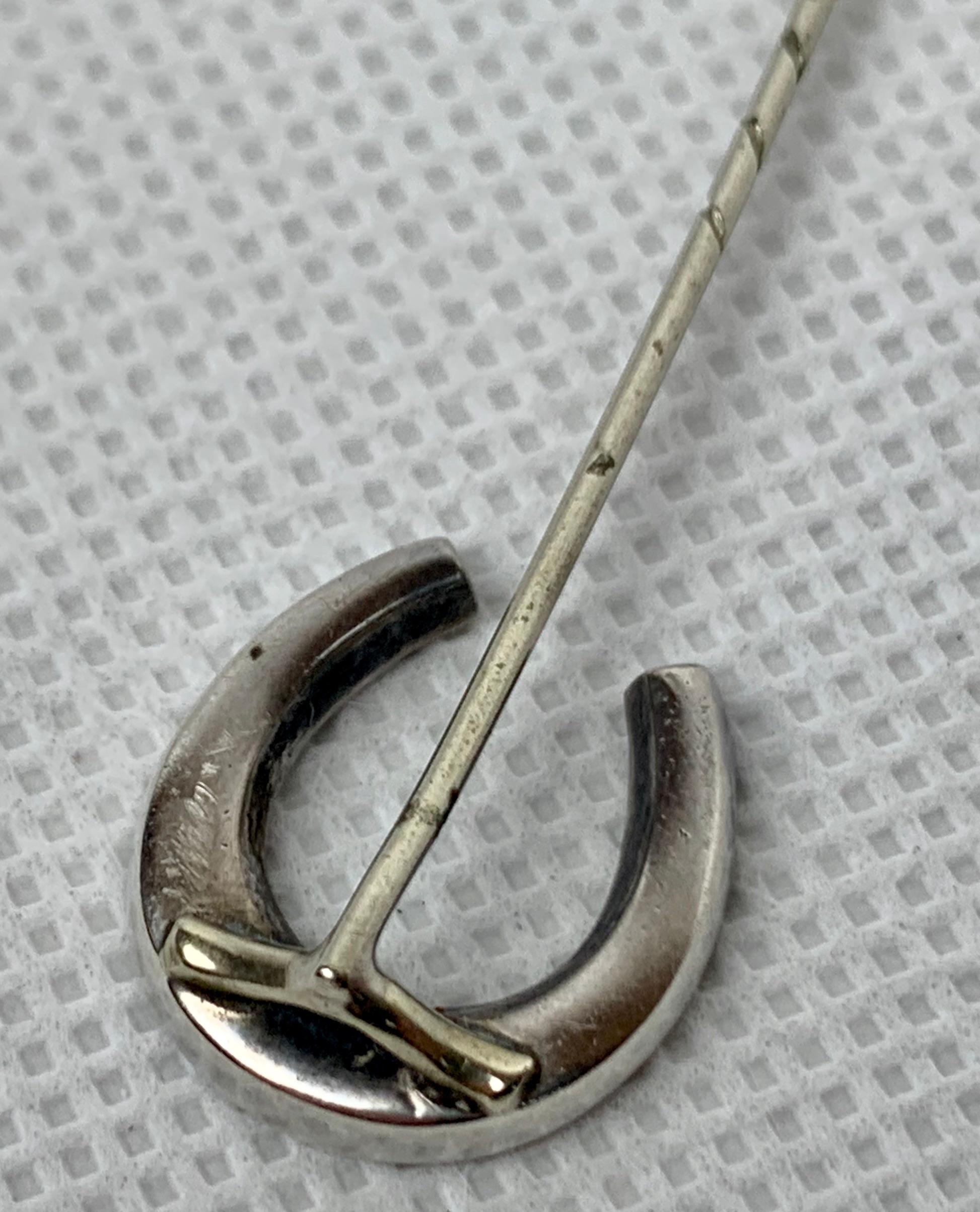 Uncut Lucky Horseshoe Stickpin with Bloodstone & Jasper-Scotland, 19th c.