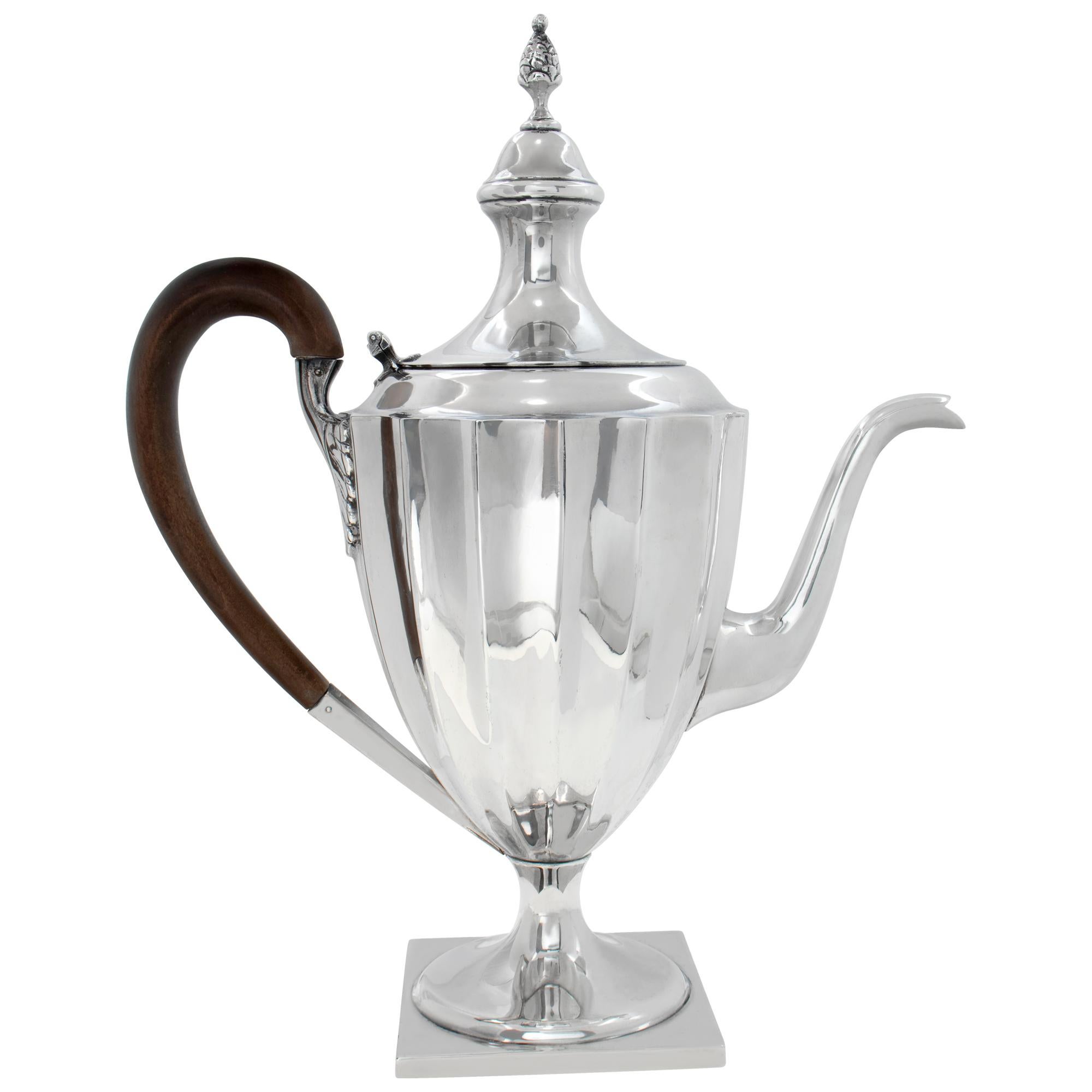LUCO heavy Hand Wrought Sterling Silver, 4 pieces Tea/coffee set, 1960's reproduction of 1792 English Tea/Coffee set. Over 63 troy ounces of .925 handwrought sterling silver- COFFEE POT: 12 (h) x 10