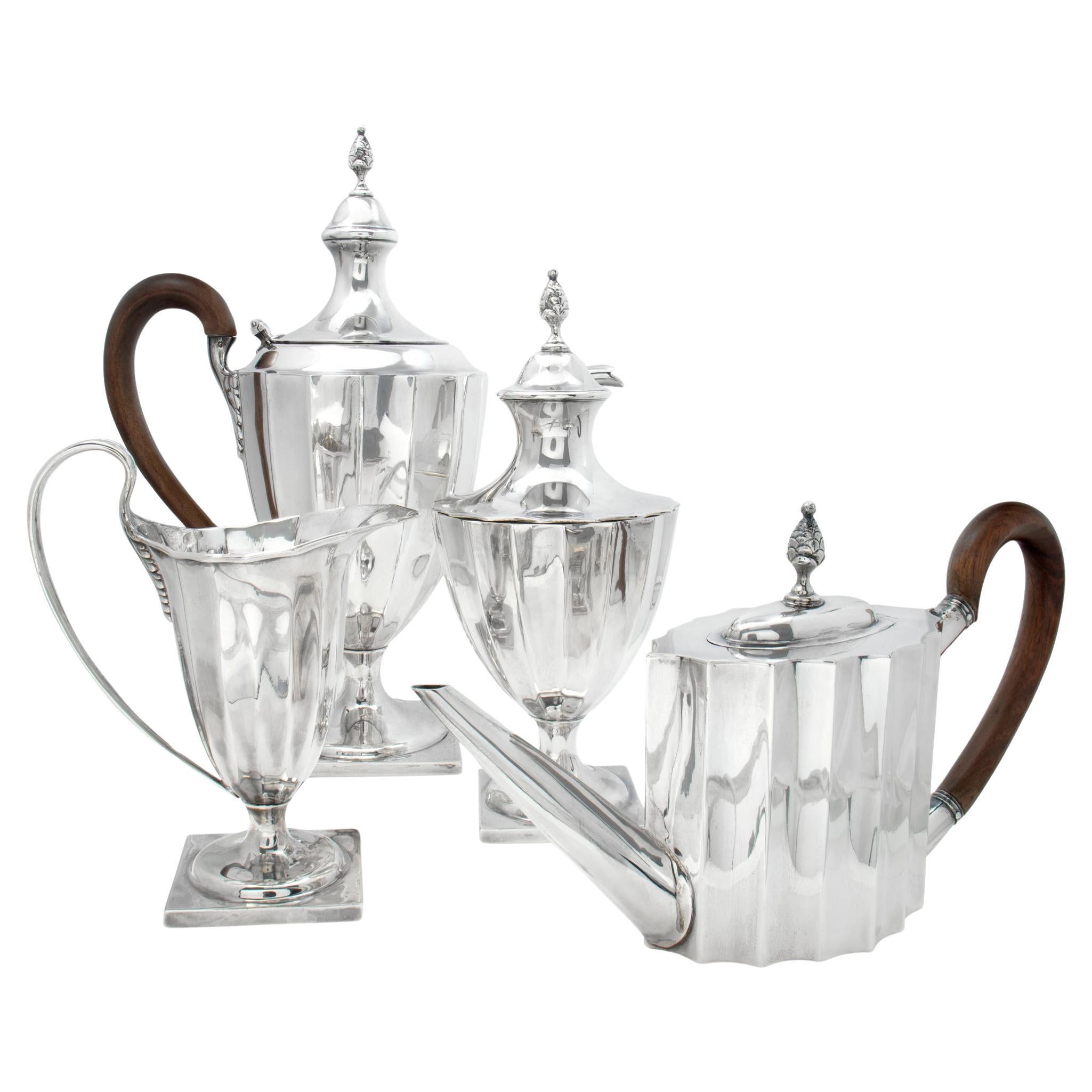 LUCO heavy Hand Wrought Sterling Silver, 4 pieces Tea/coffee set For Sale