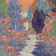 "Paesaggio senza titolo" (2024) di Lucong, pittura ad olio astratta originale di paesaggio