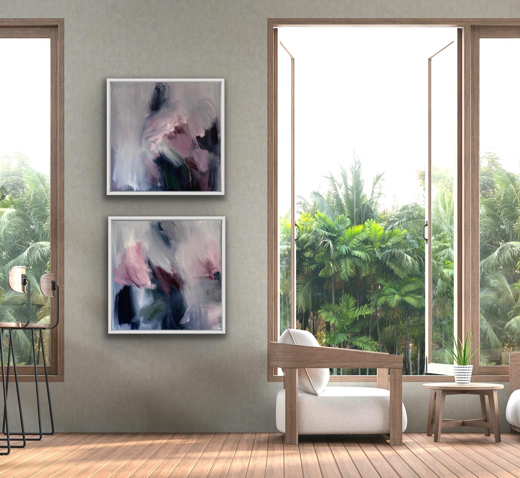 Spring Blossom 1 and Spring Blossom 2 - Abstract Painting by Lucy Beale