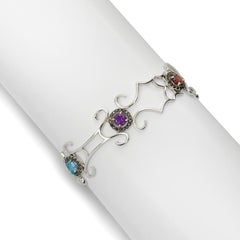 Lucy Black and White Diamond with Colored Gem Link Bracelet Large