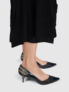 Lucy Choi Black Patent Pointed Toe Buckle Detail Pumps Size IT 40