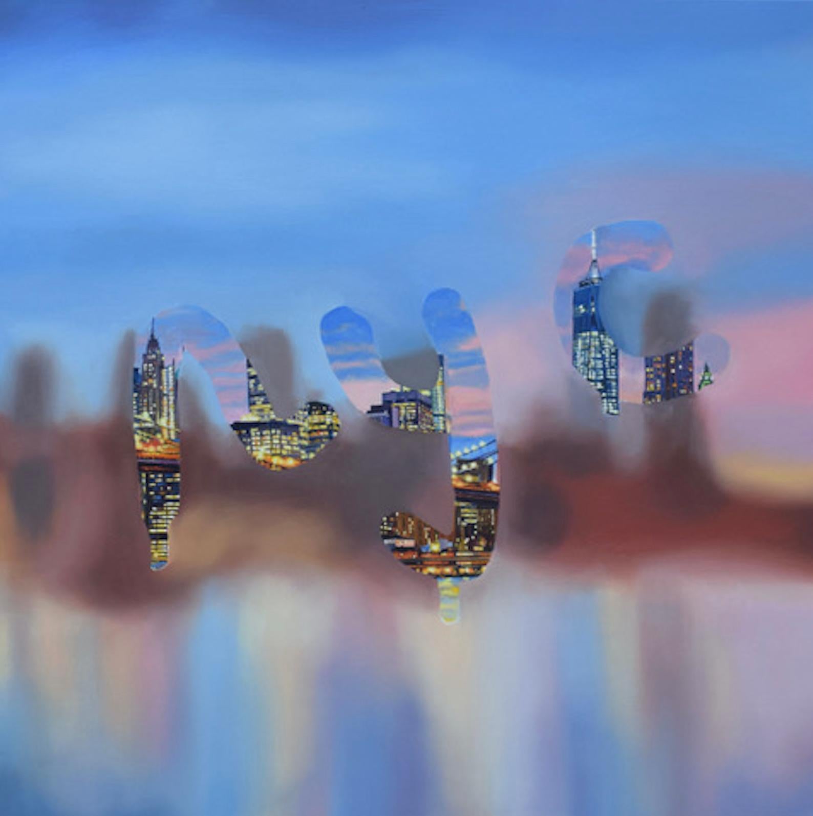 Manhattan Muse IV – Original, Öl auf Leinwand, Stadtansicht – Zeitgenössischer Realismus – 60 x 60 cm – Painting von Lucy du Sautoy