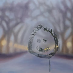 Park Zone I - original verregnete Stadtlandschaft Ölgemälde - zeitgenössische Kunst