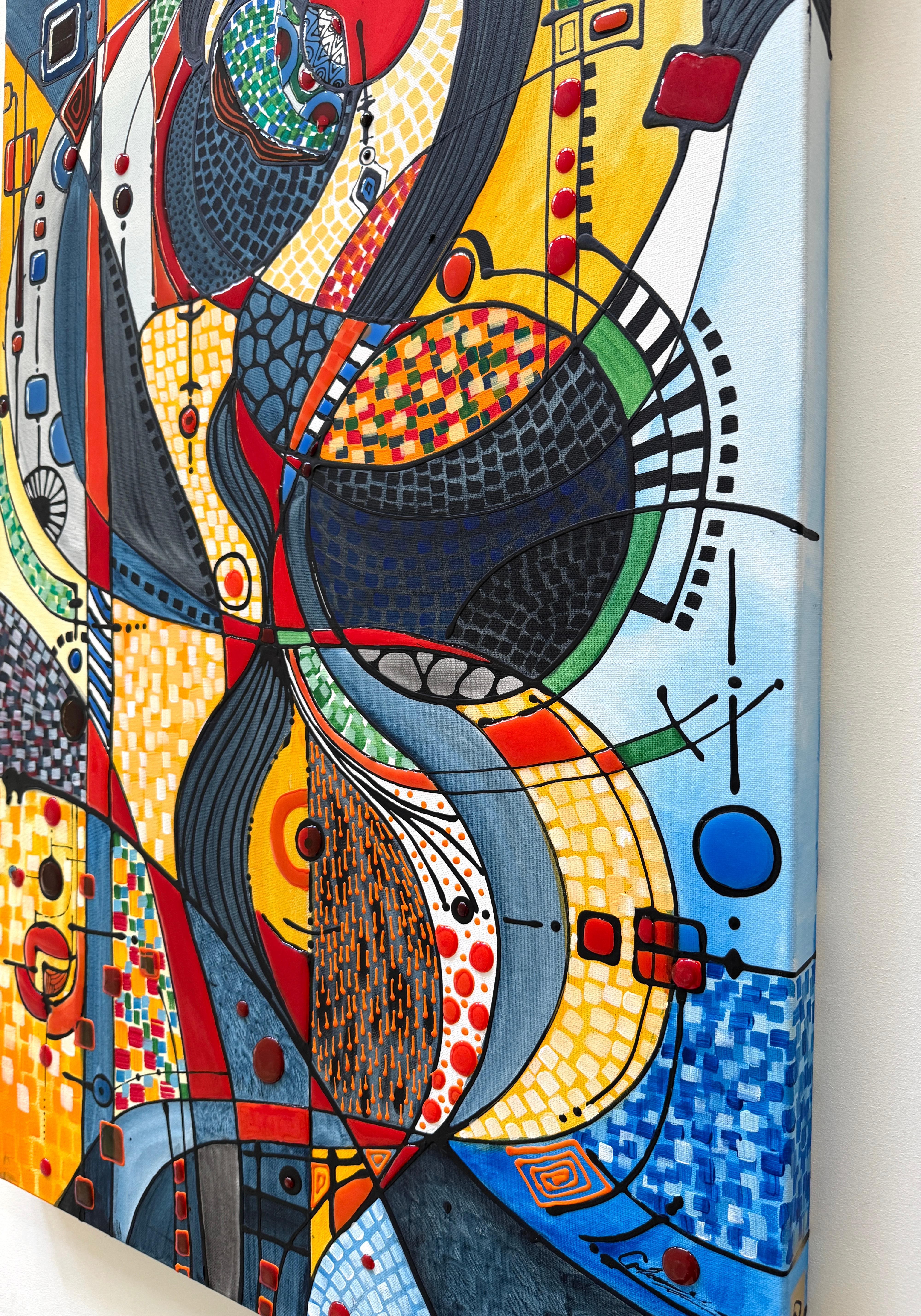 Artistics: Lucy Gregry 
Lavoro: Pittura originale, opera d'arte fatta a mano, pezzo unico 
Mezzo: Acrilico, resina su tela 
Anno: 2024
Stile: Arte astratta,
Titolo: Visioni fugaci
Dimensioni: 36