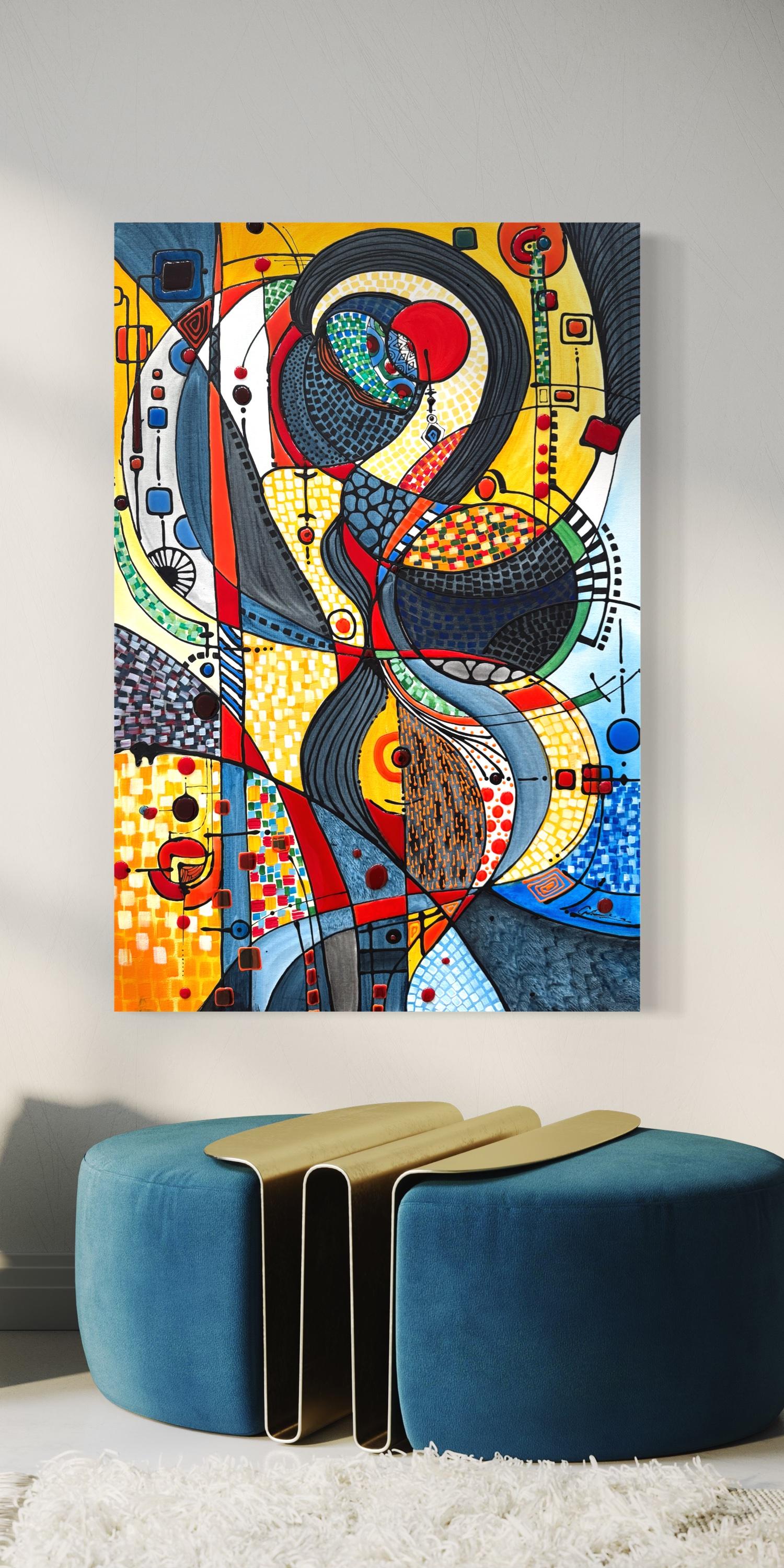 Visioni fugaci Ritratto astratto Pittura originale su tela,  Pronto per essere appeso in vendita 2
