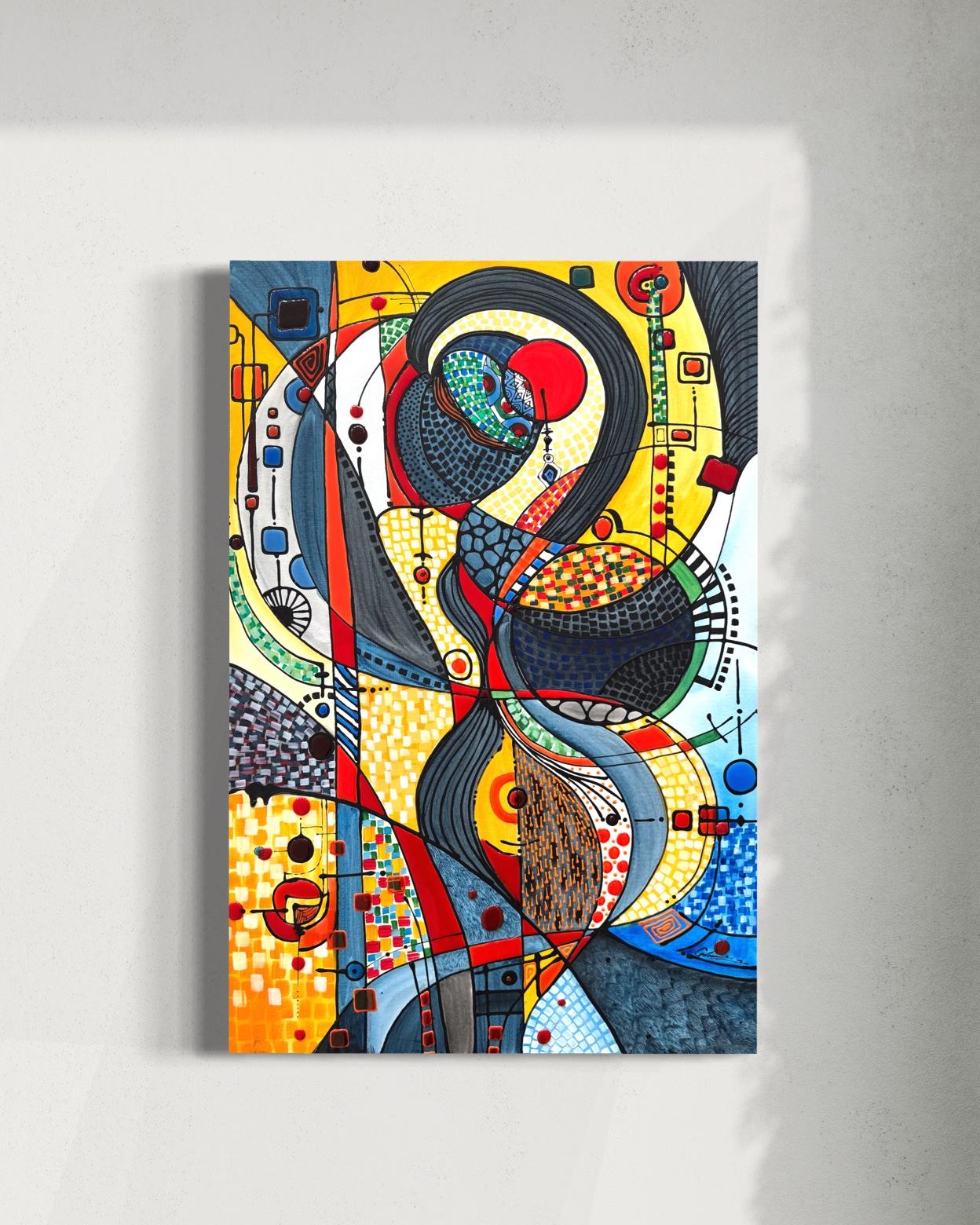 Visioni fugaci Ritratto astratto Pittura originale su tela,  Pronto per essere appeso in vendita 3