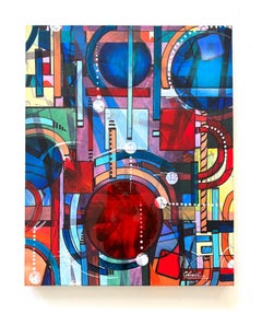 New Galaxy of Music Abstract 3D Neon Colors Painting on canvas,  Ready to Hang