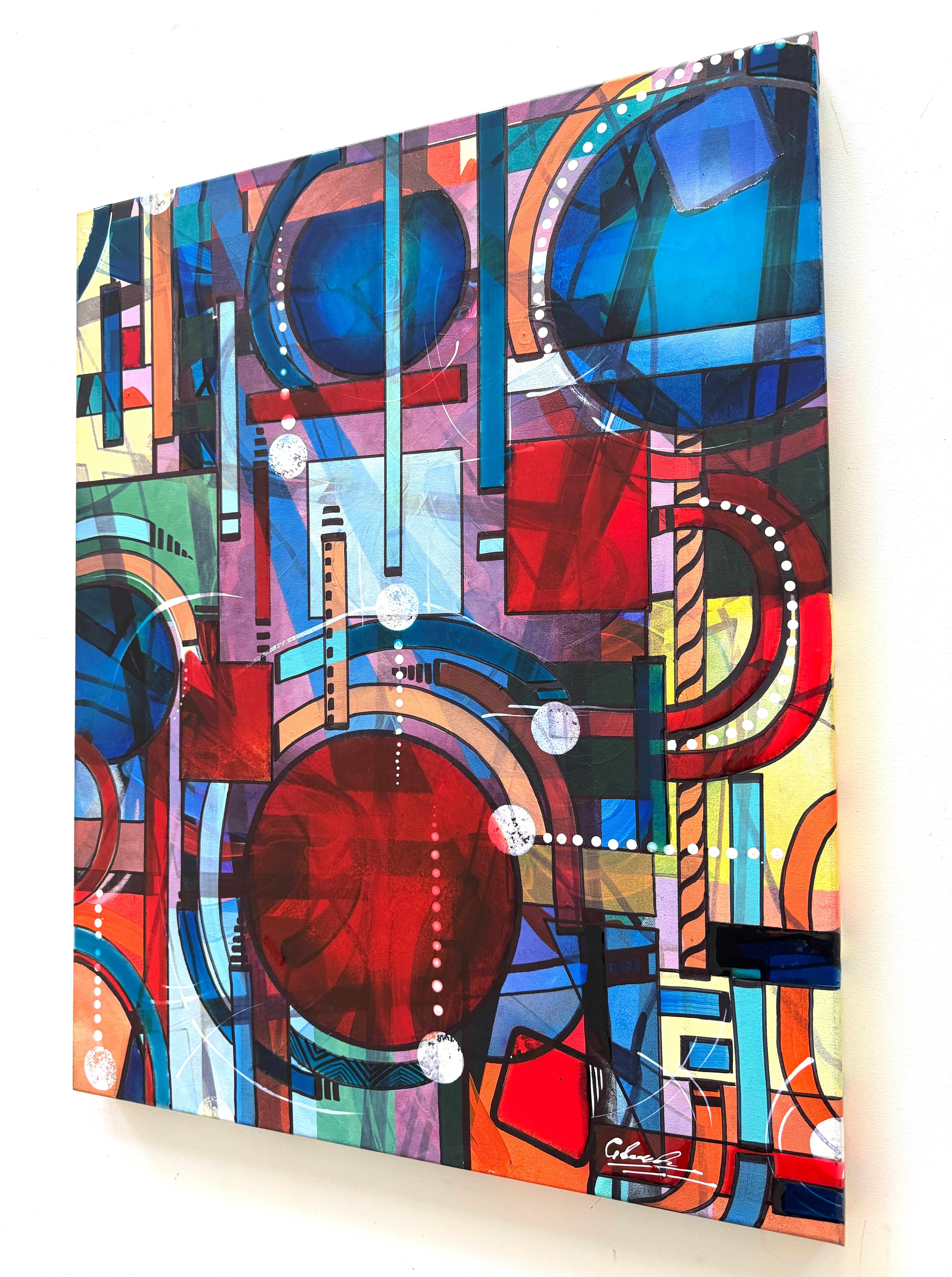 New Galaxy of Music Abstract 3D Neon Colors Painting on canvas,  Ready to Hang For Sale 2