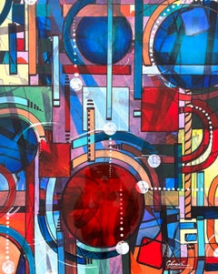 New Galaxy of Music Abstract 3D Neon Colors Painting on canvas,  Ready to Hang