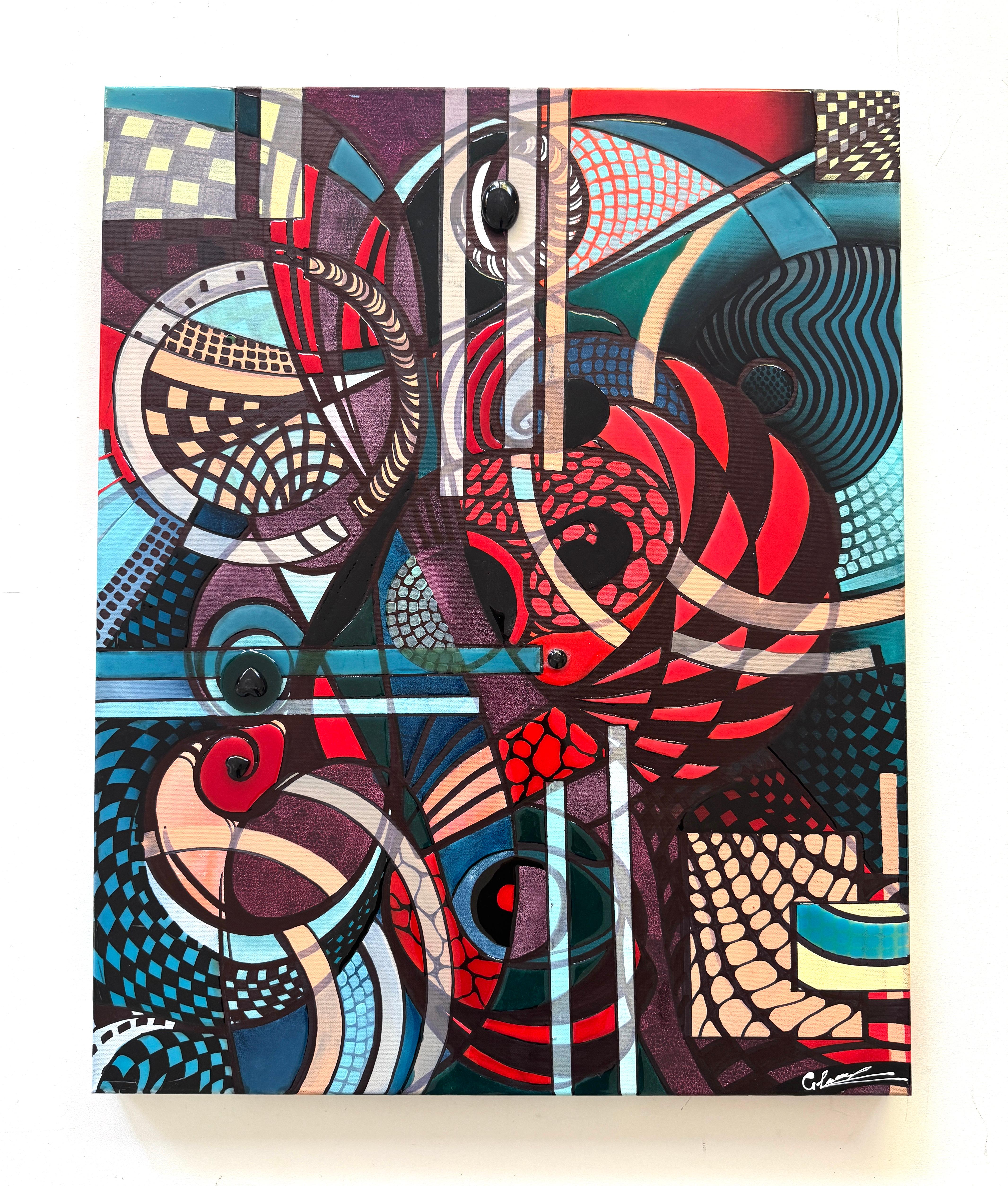 Religione e politica Pittura astratta 3D con colori al neon su tela,  Pronto per essere appeso - Painting Impressionismo di Lucy Gregry 