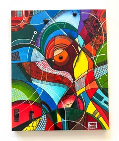 Revival Abstract 3D Neon Colors Painting on canvas,  Ready to Hang
