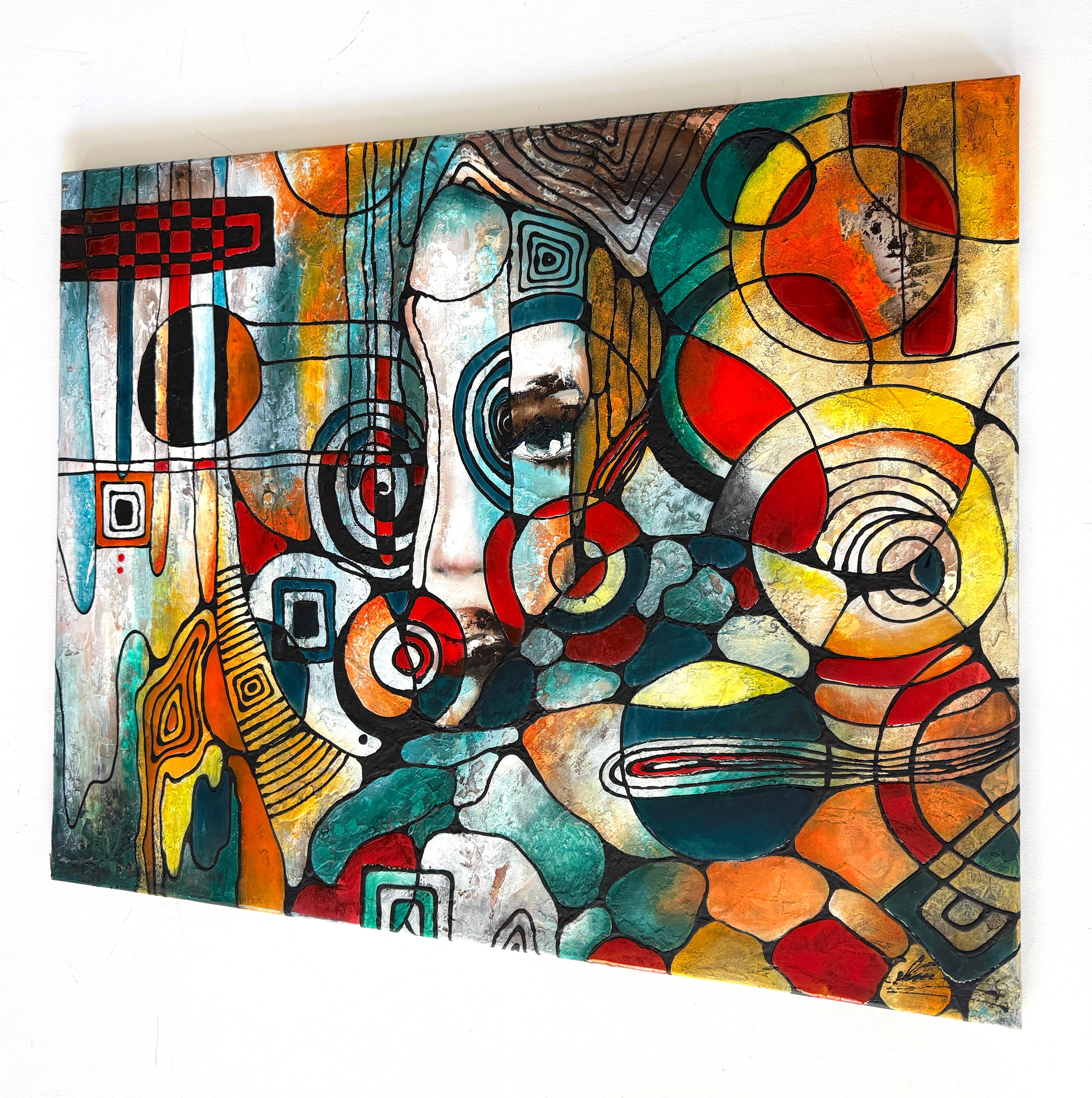 Spectrum of Self Abstract Portrait, Originalgemälde auf Leinwand,  Bereit zum Aufhängen (Impressionismus), Painting, von Lucy Gregry 