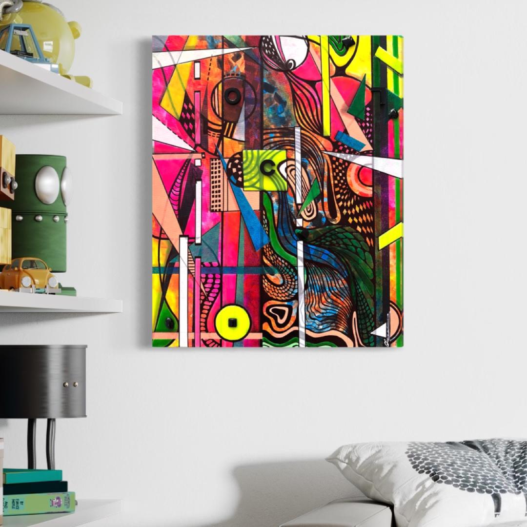 Ultrasuoni Astratto 3D Colori Neon Pittura originale su tela,  Pronto per essere appeso in vendita 4