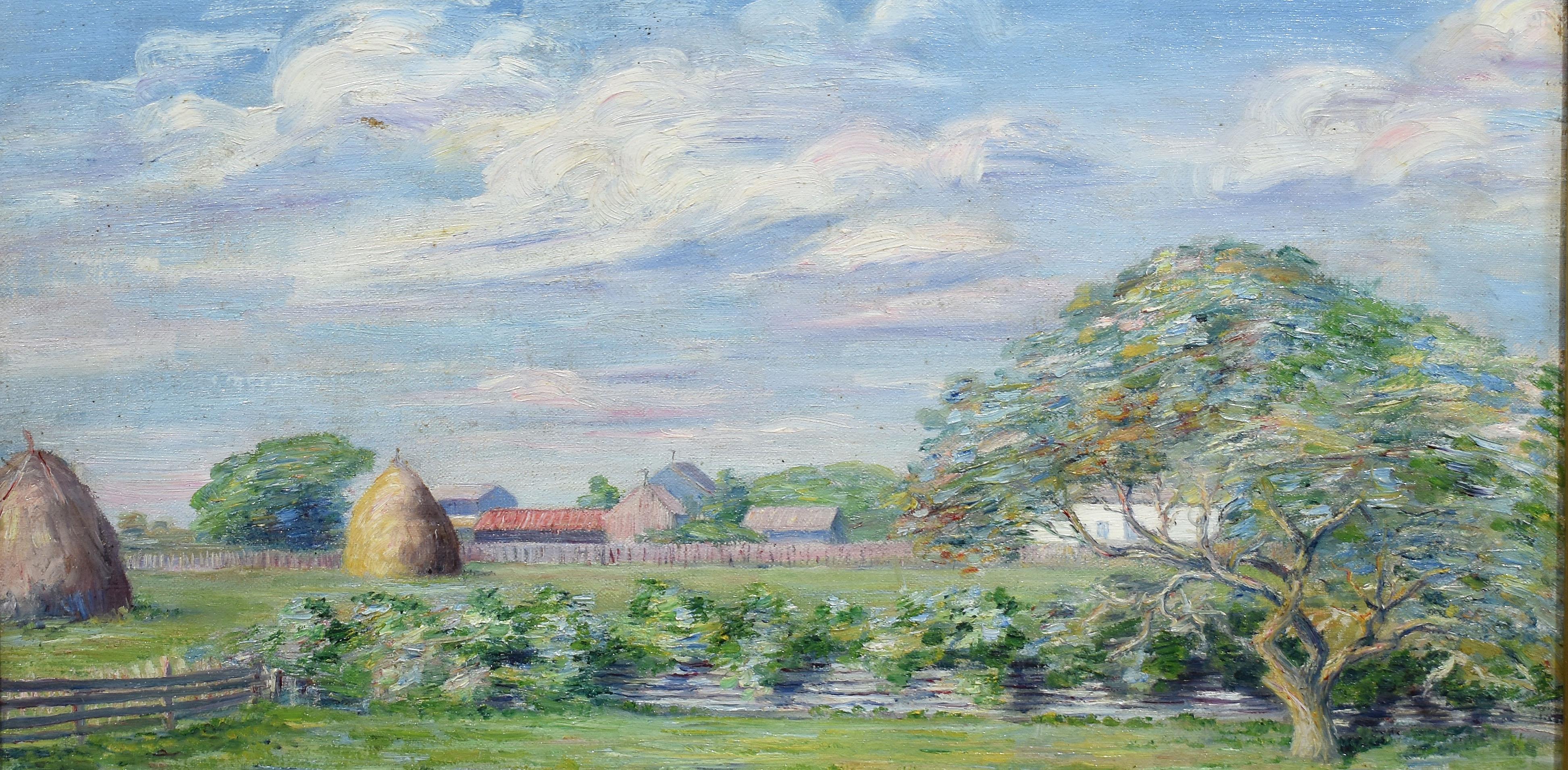 Impressionist Landscape Oil Painting of a Farm by Lucy Hariot Booth 2