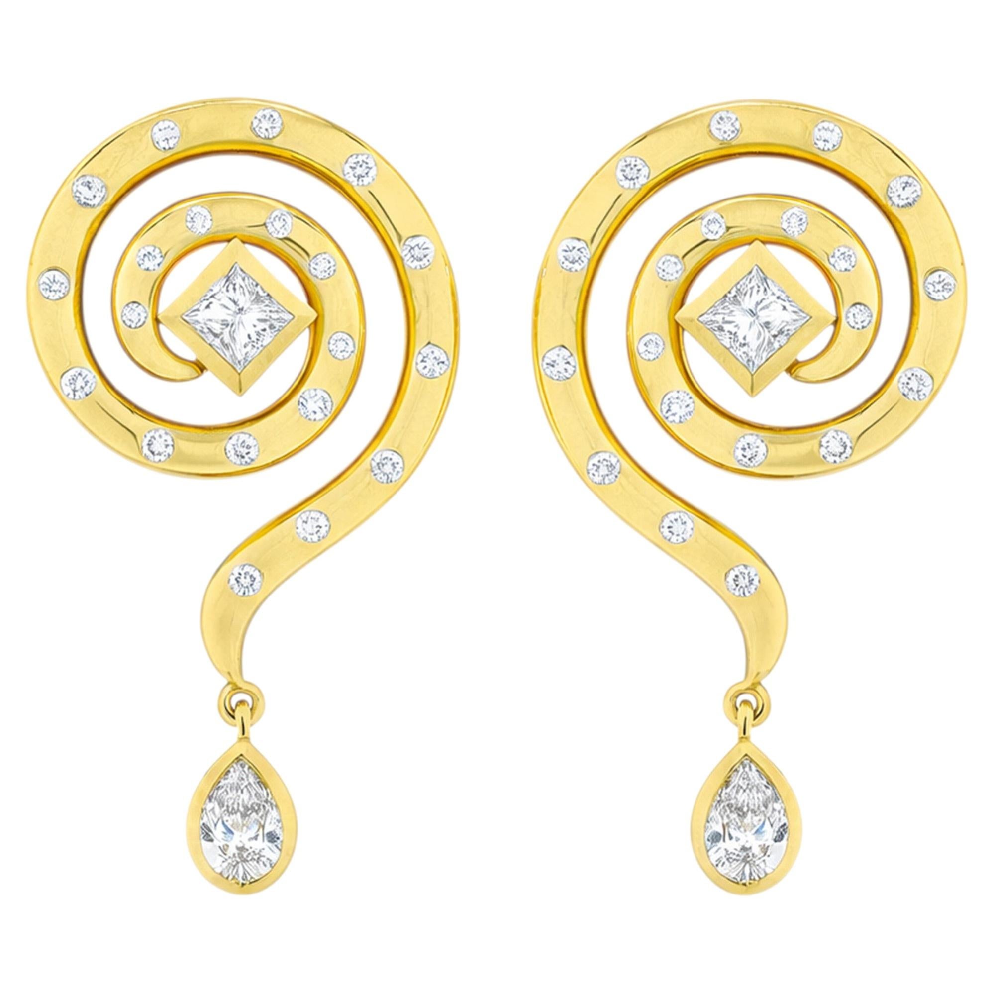 Lucy in The Sky Earrings in 18k Gold with Diamonds by Future Fortune Jewelry