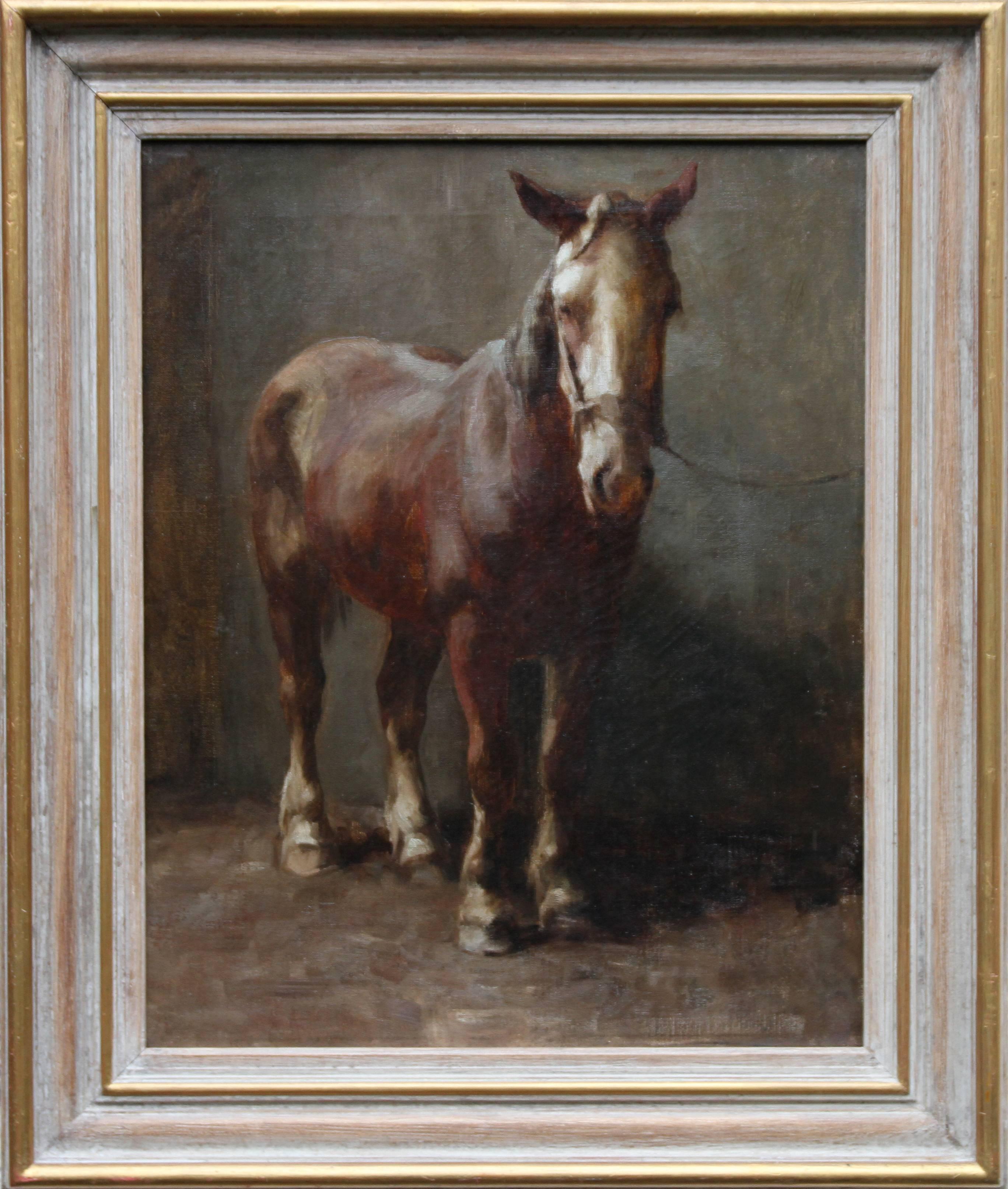 Brown Beauty Horse British Impressionist Edwardian Oil Painting Equine Art