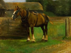 Circle of Lucy Kemp-Welch (1869-1958) - Framed Oil, Plough Horse in a Farmyard