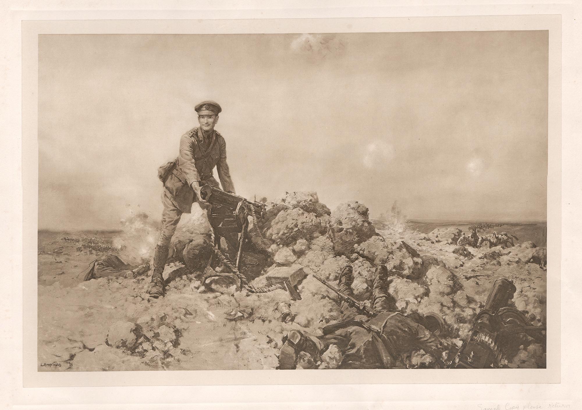 Tenente J.R.N. Graham

Fotoincisione di Lucy Kemp Welch (1869-1958). C1920. 

330 mm per 505 mm (immagine) 470 mm per 630 mm (foglio). 

Il tenente J.R.N. Graham (1882-1980), 9° Battaglione Argyle & Sutherland Highlanders, era assegnato alla 136