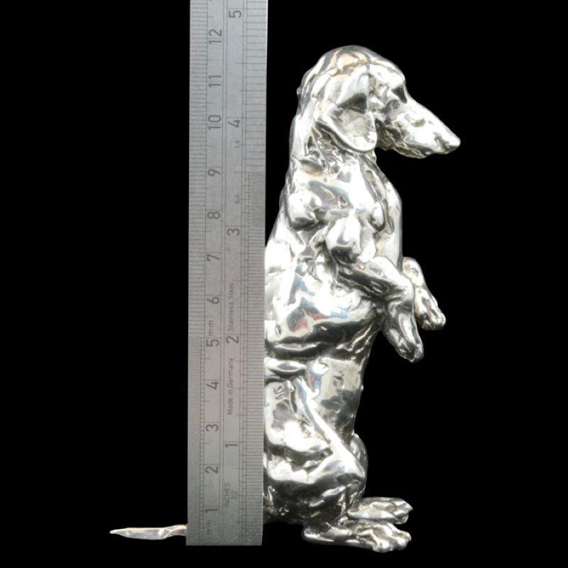 A 'Seated Dachshund’ sterling silver sculpture by Lucy Kinsella 2