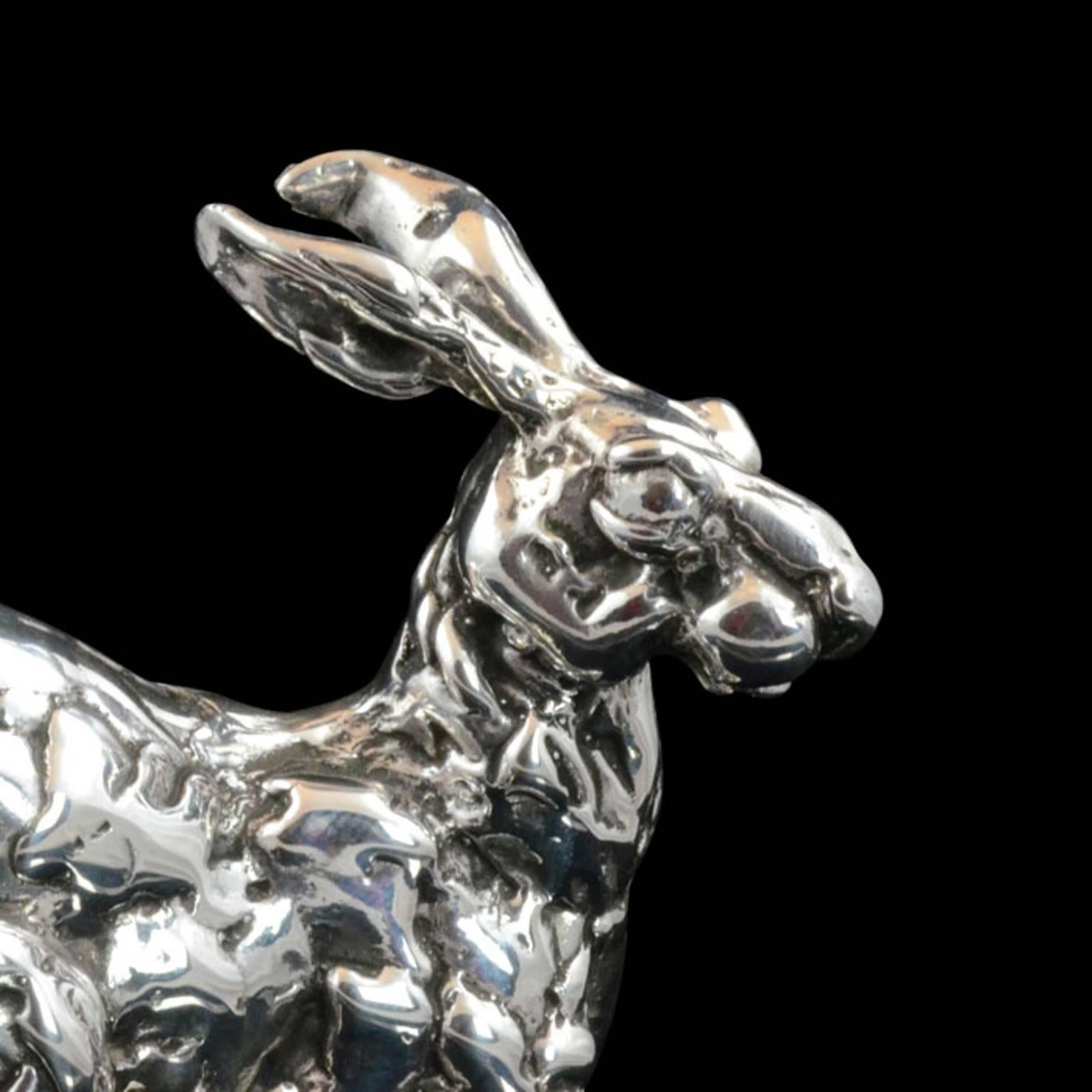 Lucy Kinsella 'Bunched Hare' sterling silver sculpture  2