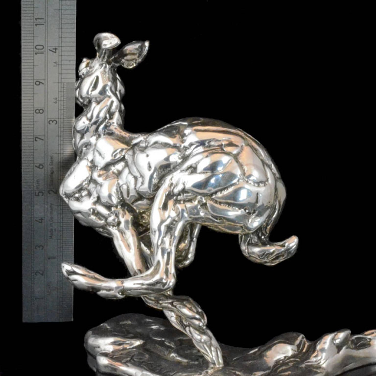Lucy Kinsella 'Bunched Hare' sterling silver sculpture  3