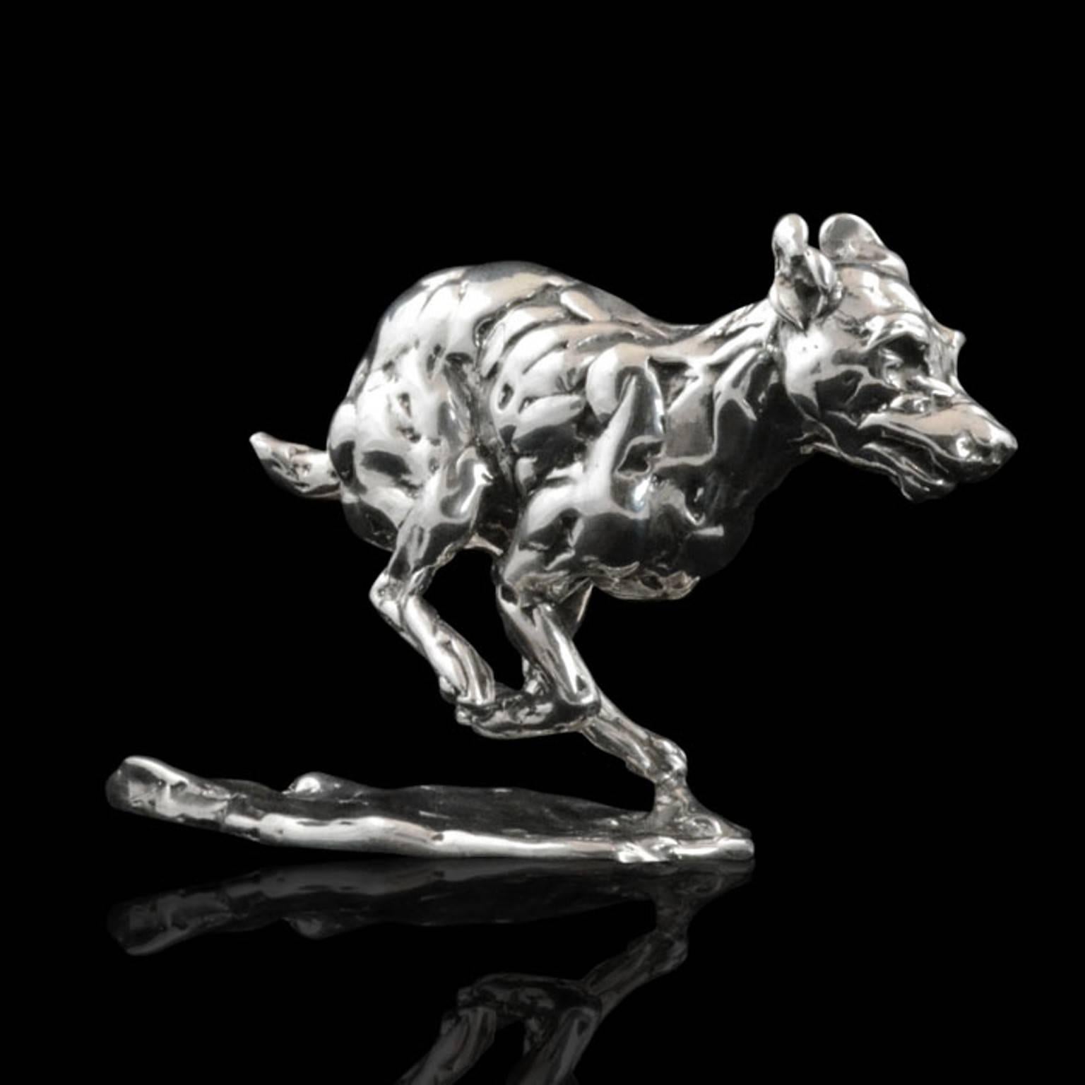 Lucy Kinsella 'Bunched Terrier'  Sterling Silver Scculpture For Sale 1