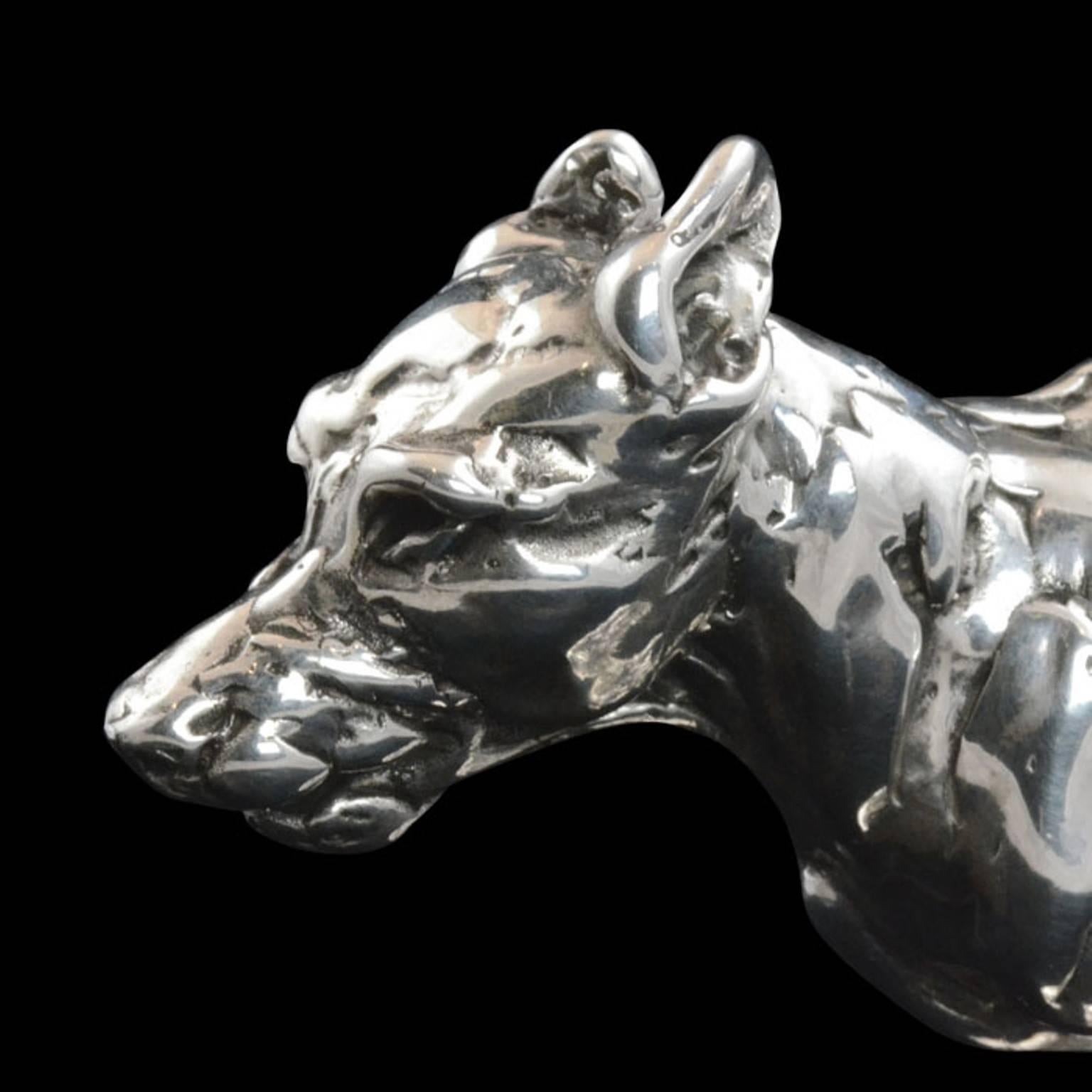 Lucy Kinsella 'Bunched Terrier'  Sterling Silver Scculpture For Sale 3