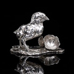 Lucy Kinsella "Poulet & Œuf" Sculpture en argent sterling