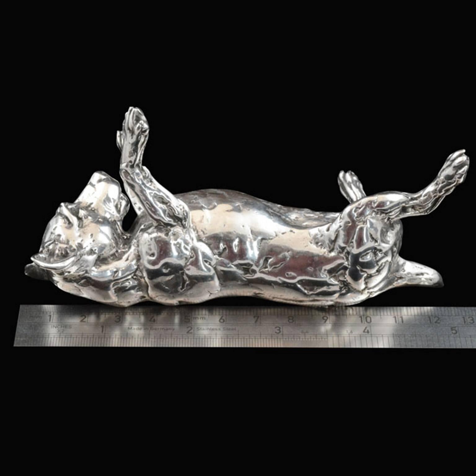Lucy Kinsella 'Rolling Terrier' sterling silver sculpture  3