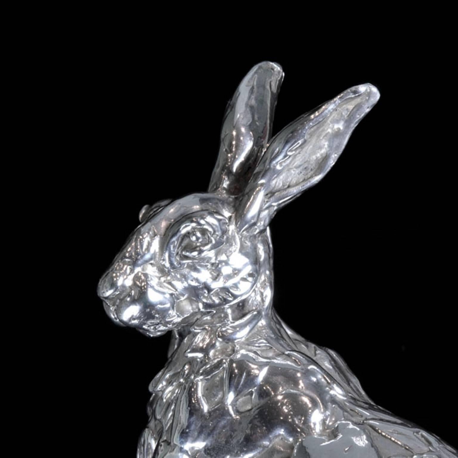 Lucy Kinsella 'Seated Hare' sterling silver sculpture  2