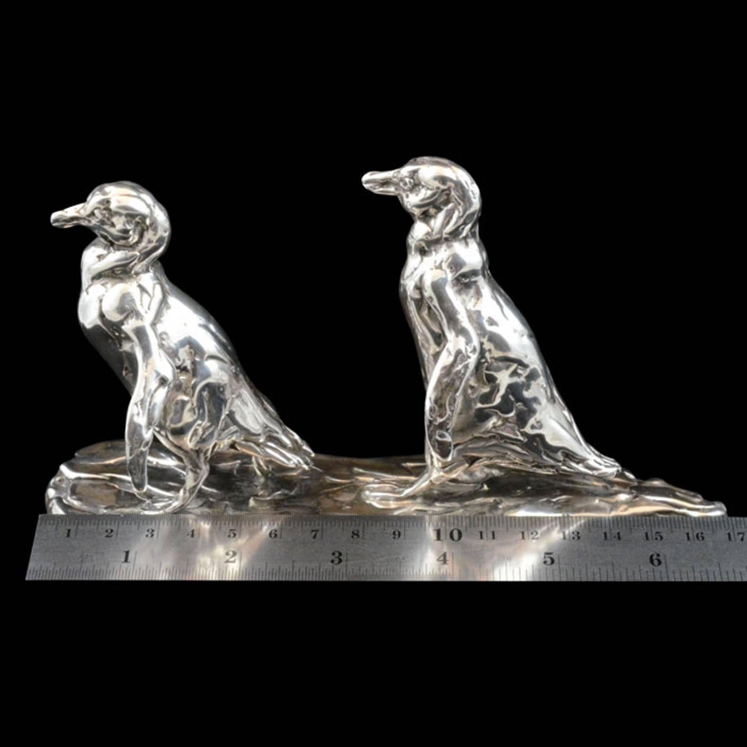 'Marching Penguins' Sterling Silver Sculpture 3
