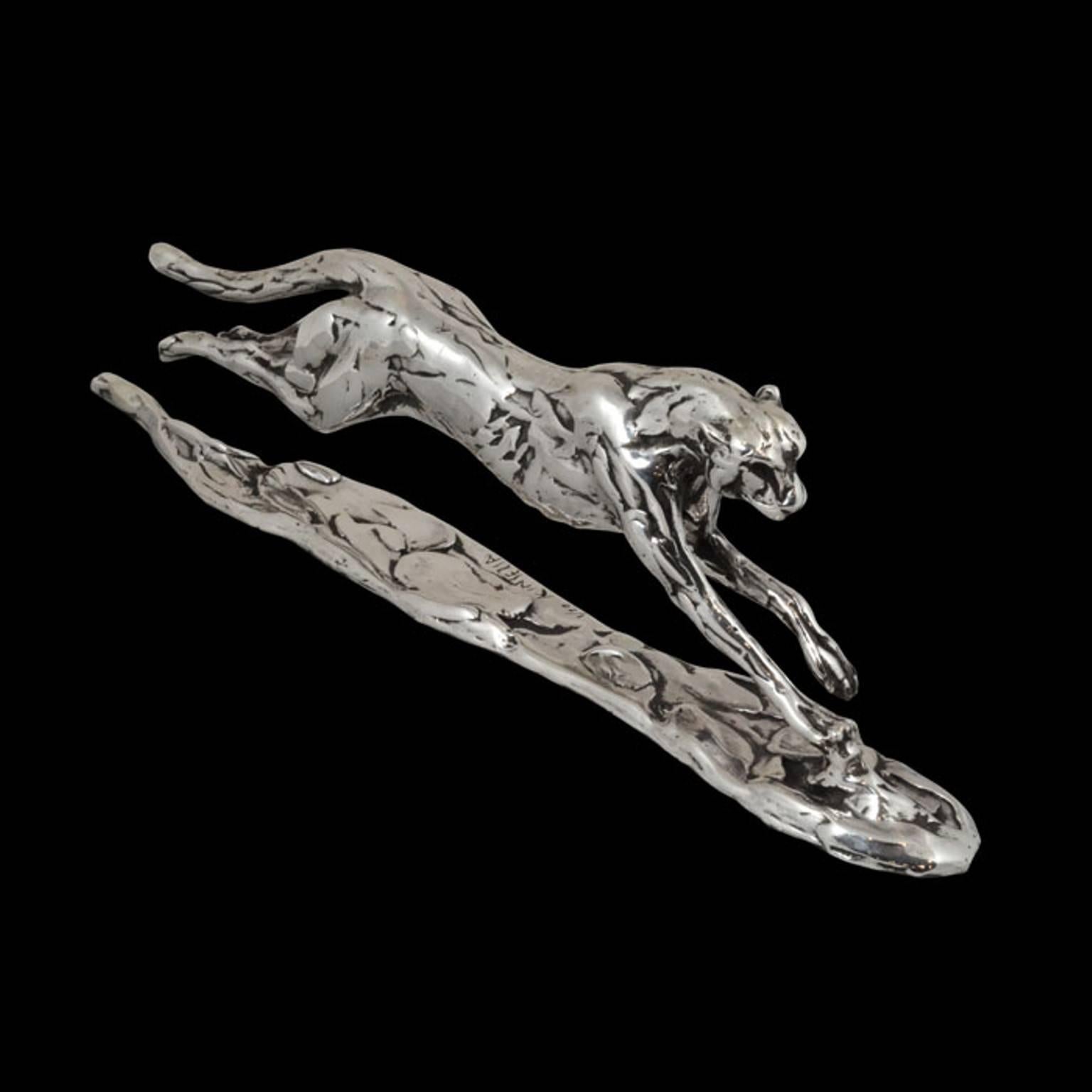 'Running Cheetah' Limited Edition Sterling Silver Sculpture by Lucy Kinsella 1