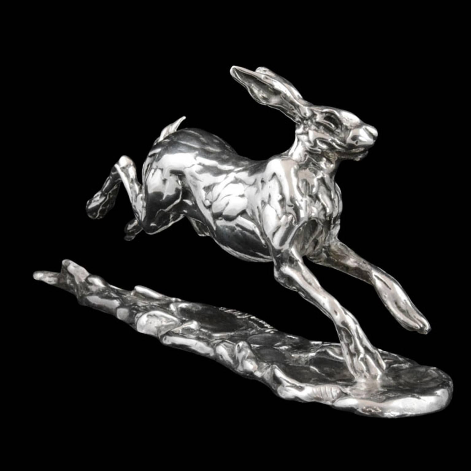 Sculpture en argent sterling en édition limitée Running Hare de Lucy Kinsella en vente 1