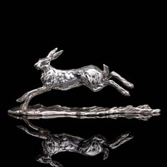 'Running Hare' Limited Edition Sterling Silver Sculpture by Lucy Kinsella