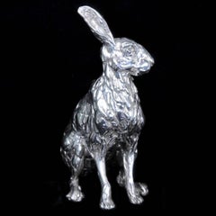 'Seated Hare' Limited Edition Sterling Silver Sculpture by Lucy Kinsella