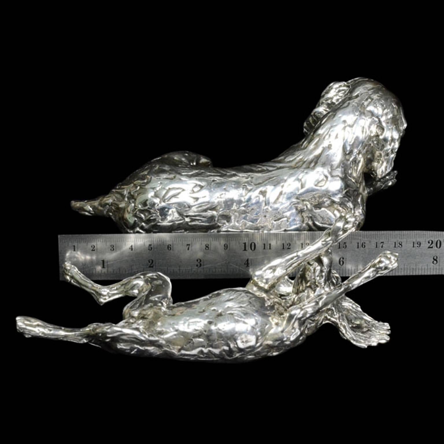 'Spaniel and Pup' Sterling Silver Limited Edition Sculpture by Lucy Kinsella  For Sale 3