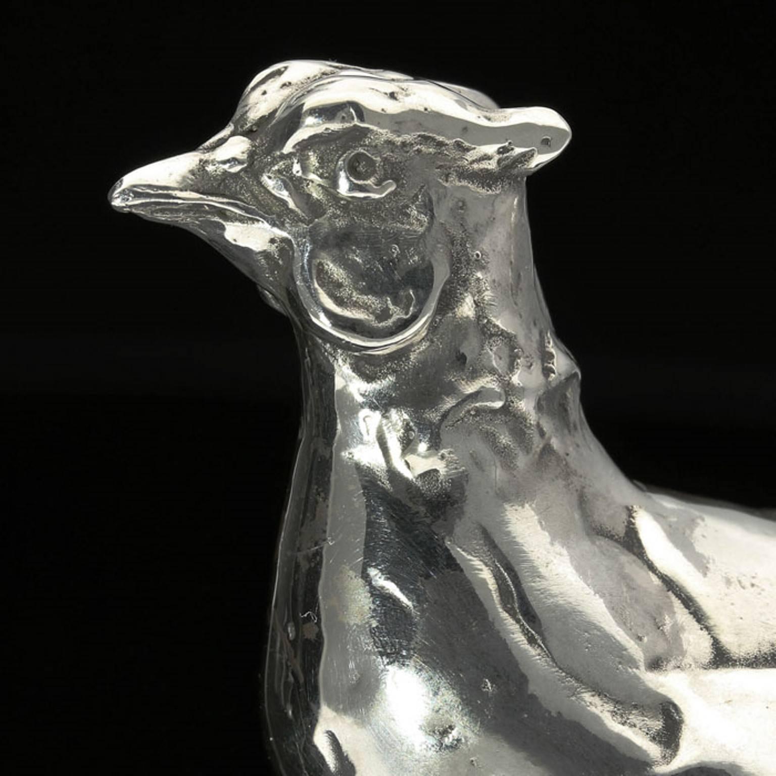 Sculpture en argent sterling en édition limitée « Standing Pheasant » de Lucy Kinsella 2