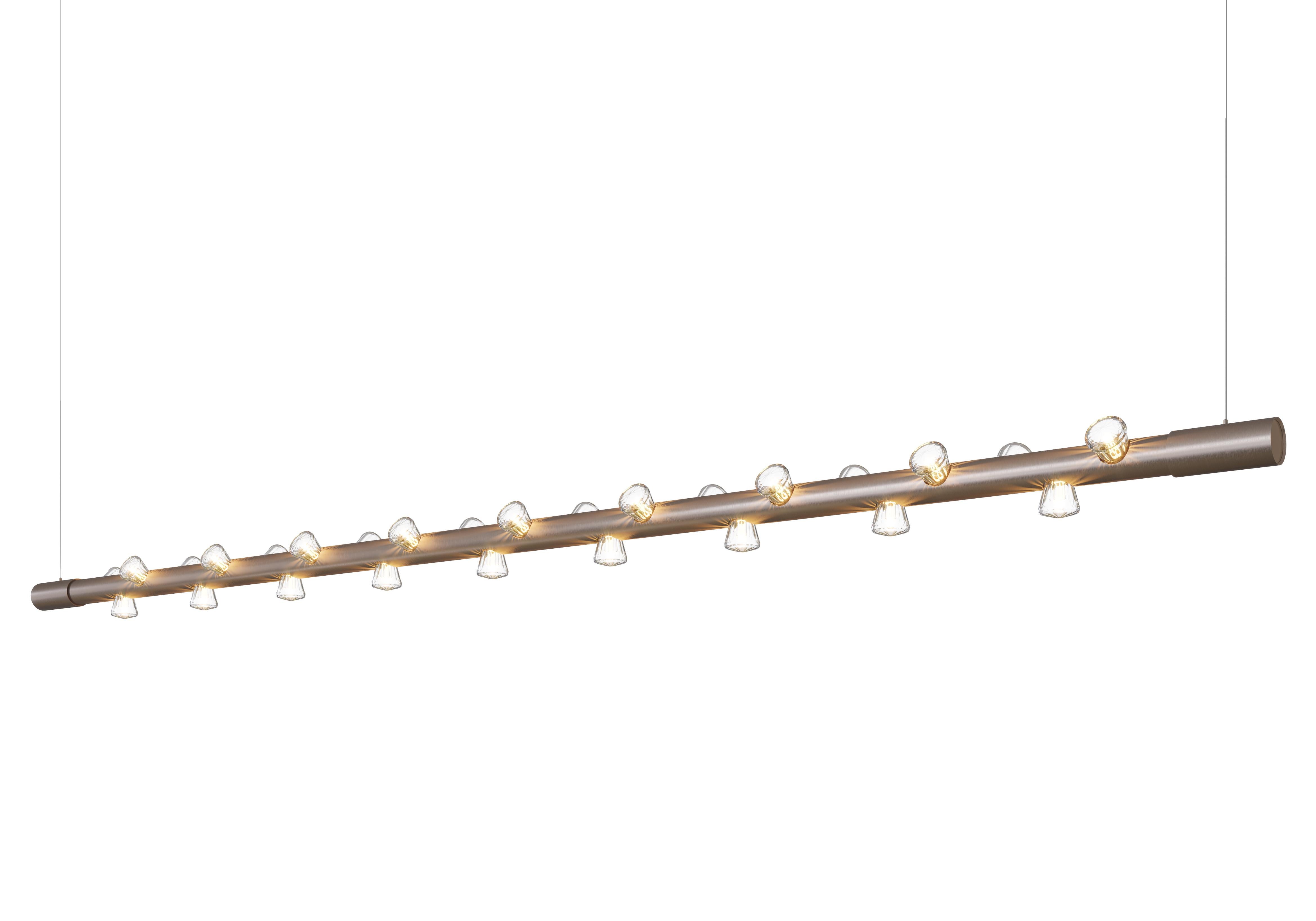 Lucy Lámpara Colgante Contemporánea Lineal Grande de Aluminio Verde by JSPR Anodizado en venta