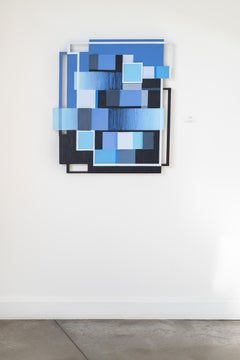 Notas azules - arte mural contemporáneo, abstracto y tridimensional