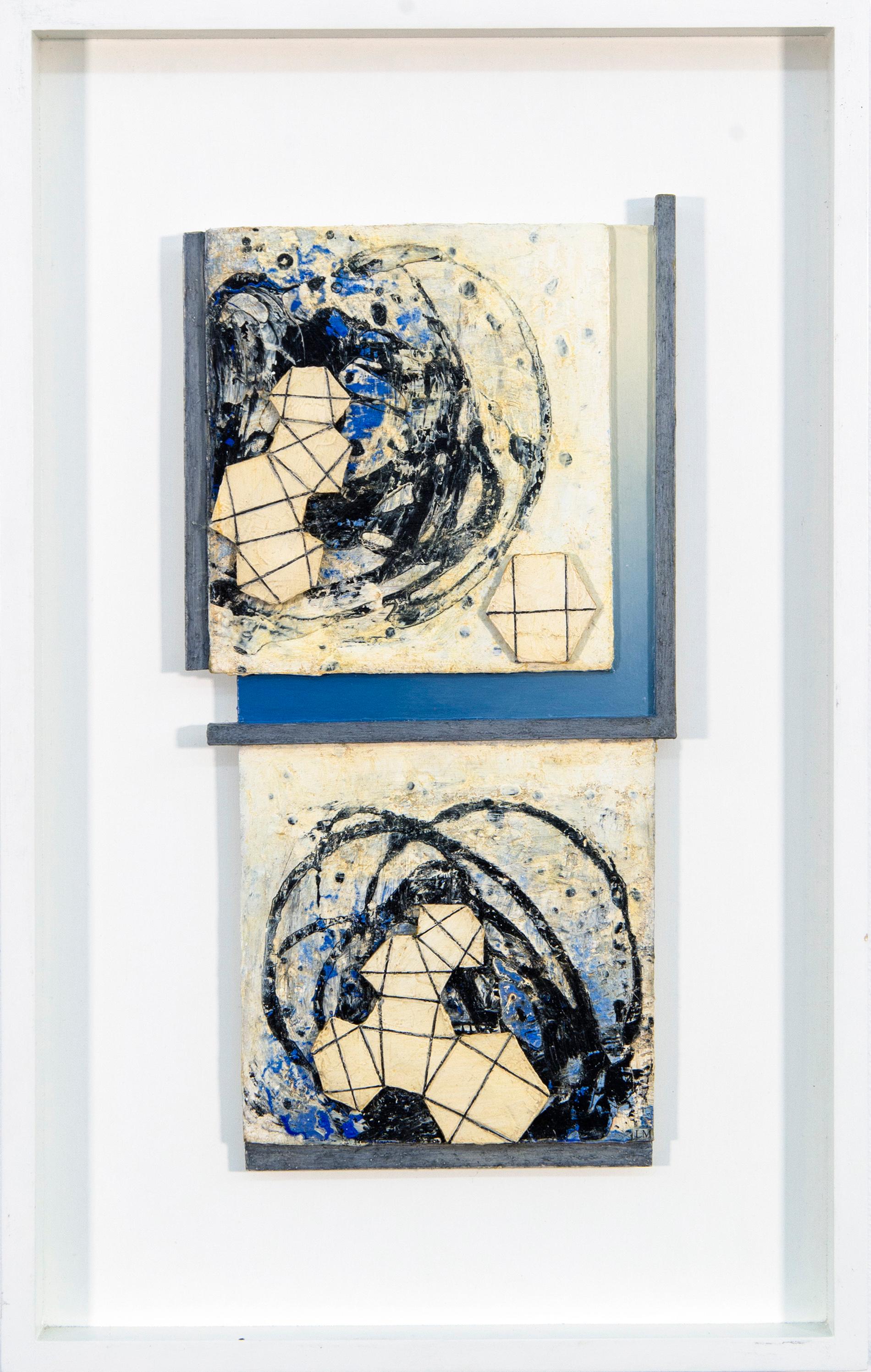 Genesis – weiß, schwarz, blau, abstrakt, dreidimensional, Wandskulptur