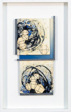 Genesis – weiß, schwarz, blau, abstrakt, dreidimensional, Wandskulptur