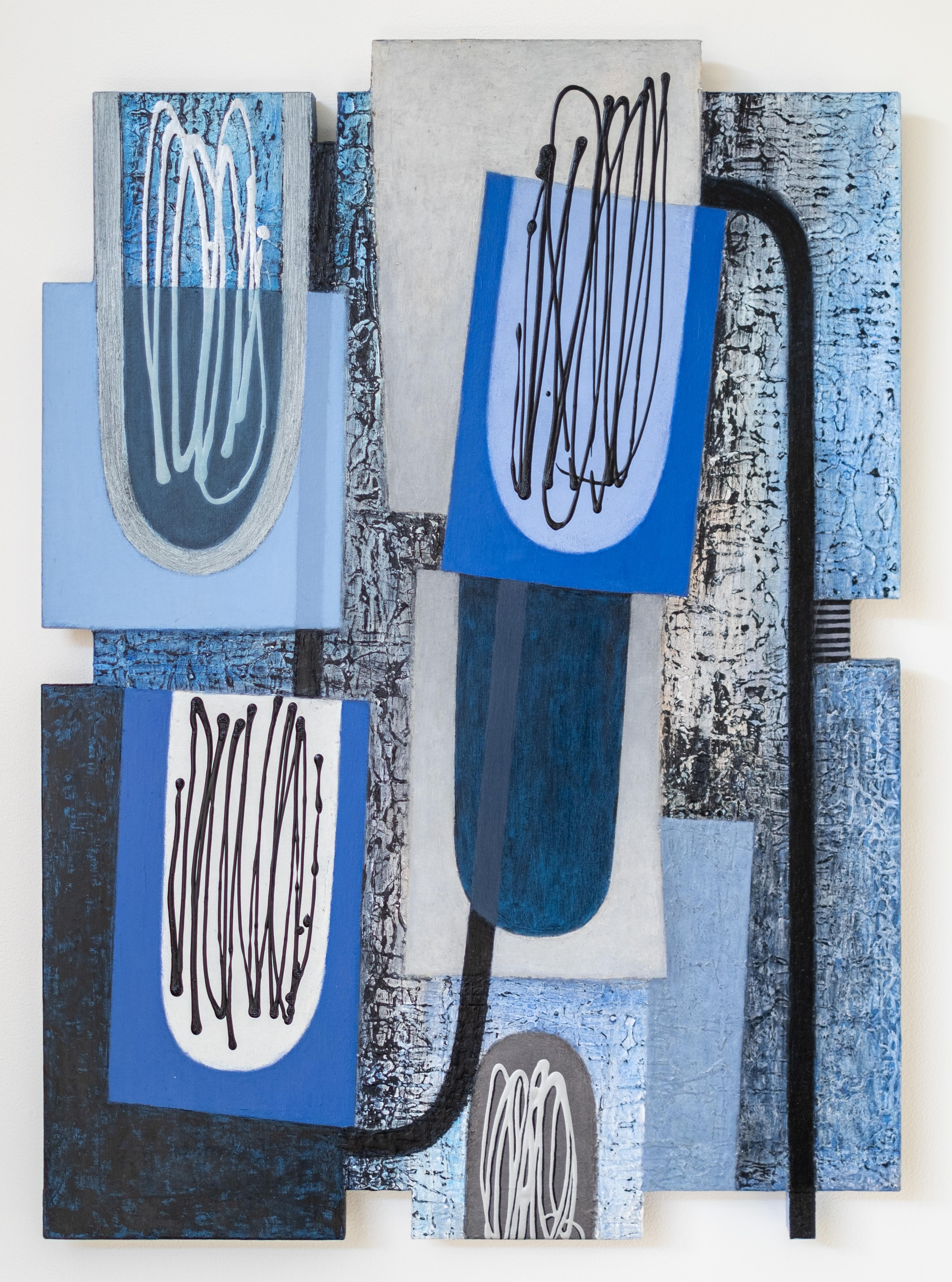 Lucy Maki Abstract Sculpture - Shades of Blue - contemporary, abstract, three dimensional, wall art
