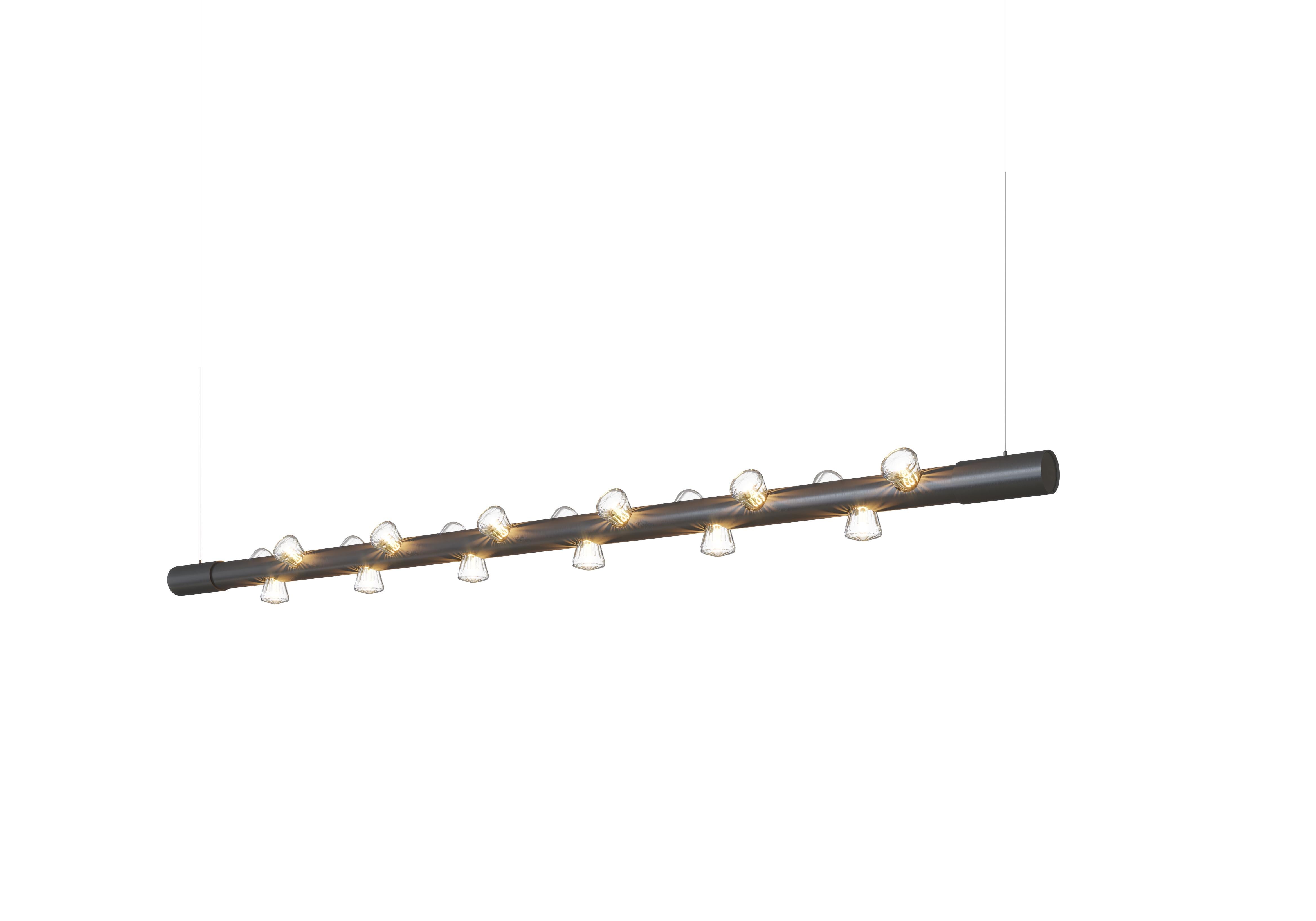 Olandese Lampada a sospensione contemporanea Lucy Medium Linear Silver Aluminum di JSPR in vendita