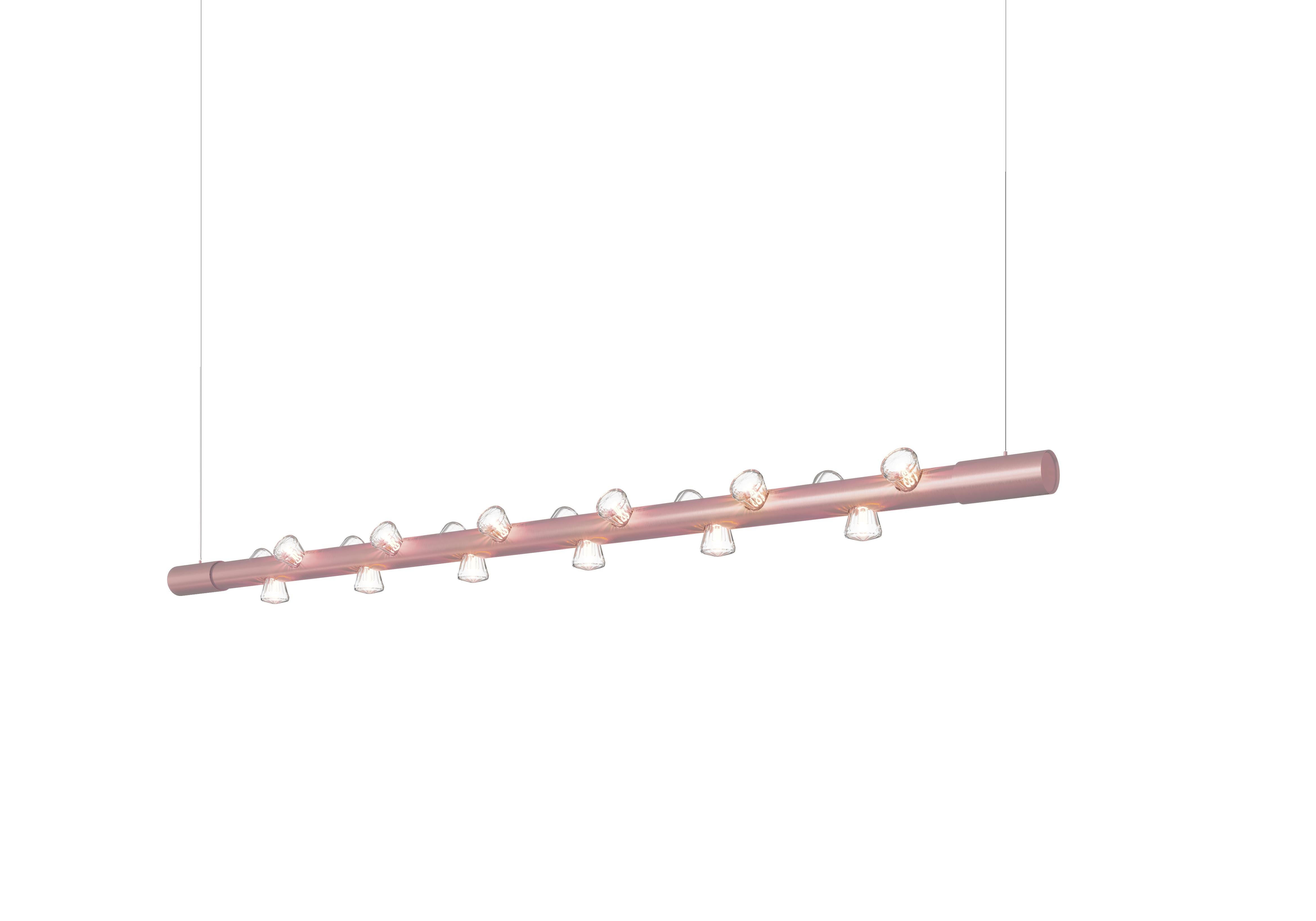 Lampada a sospensione contemporanea Lucy Medium Linear Silver Aluminum di JSPR in vendita 1