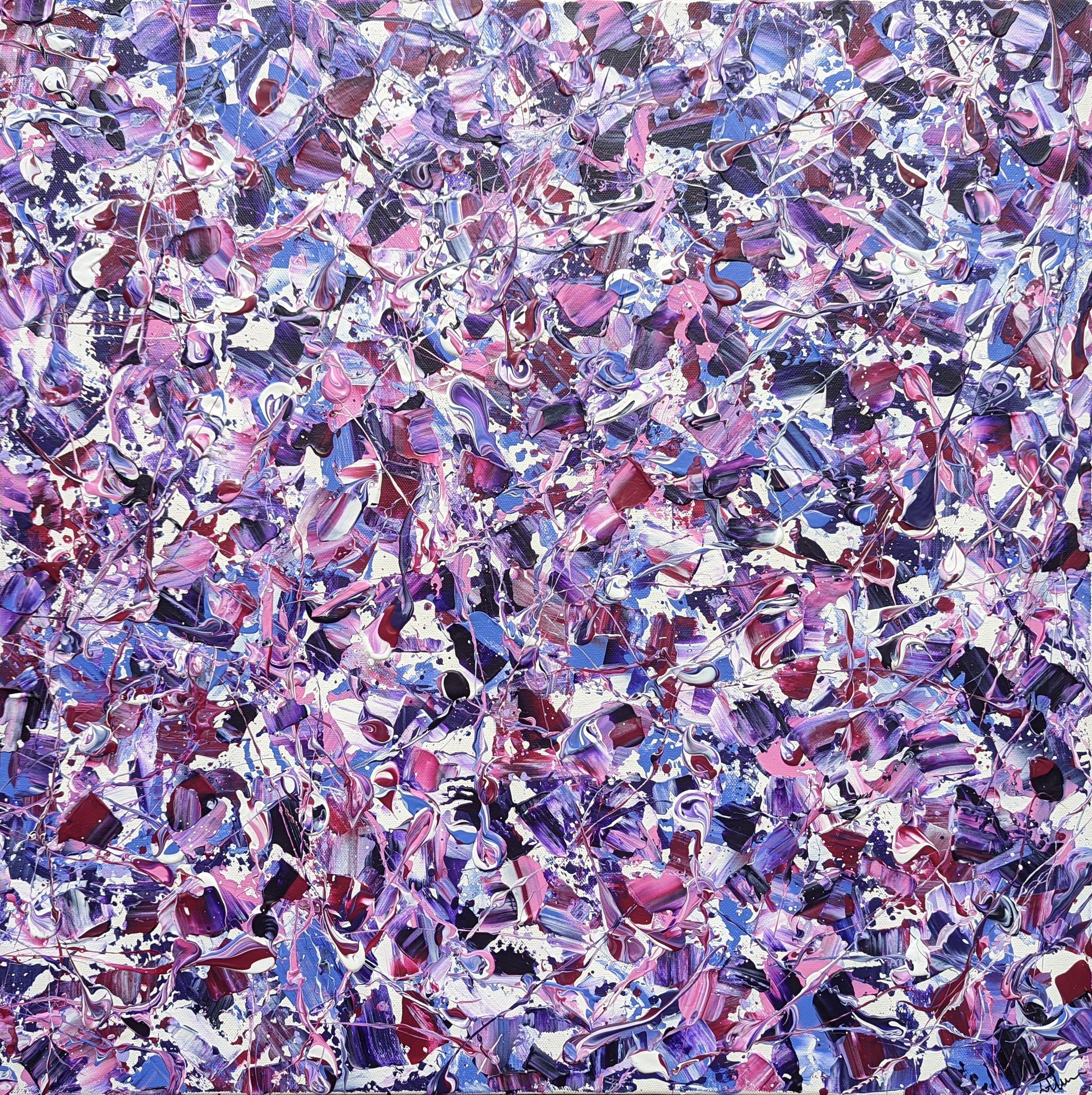 Lucy  Moore Abstract Painting - Abstract Synapses - Amethyst Twilight #4, Painting, Acrylic on Canvas